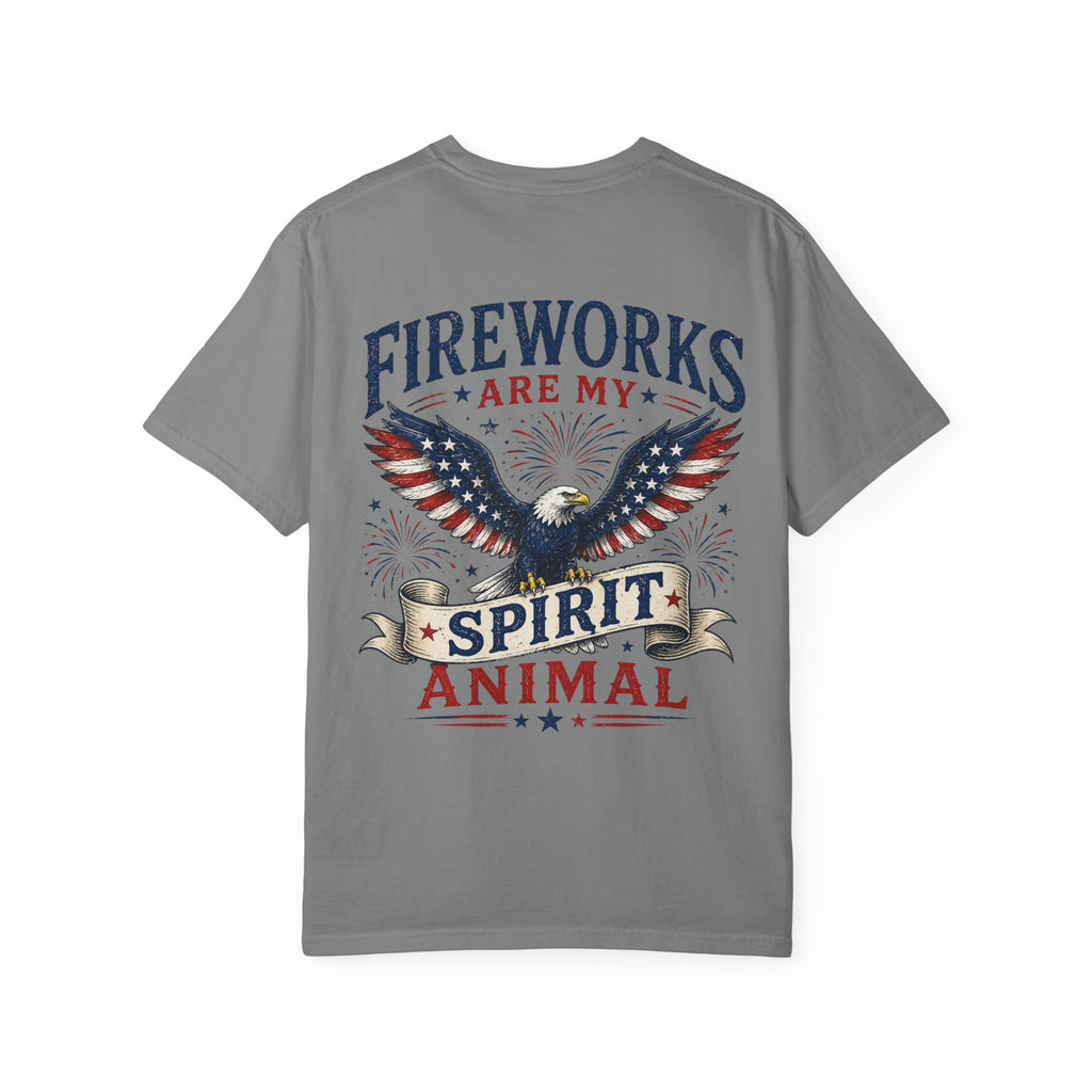 Fireworks Are My Spirit Animal T-Shirt — Patriotic Eagle 4th of July Tee