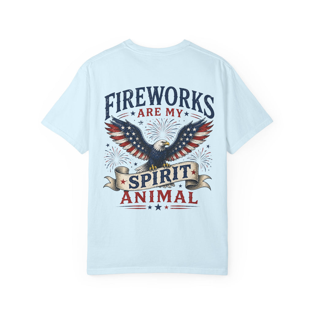 Fireworks Are My Spirit Animal T-Shirt — Patriotic Eagle 4th of July Tee