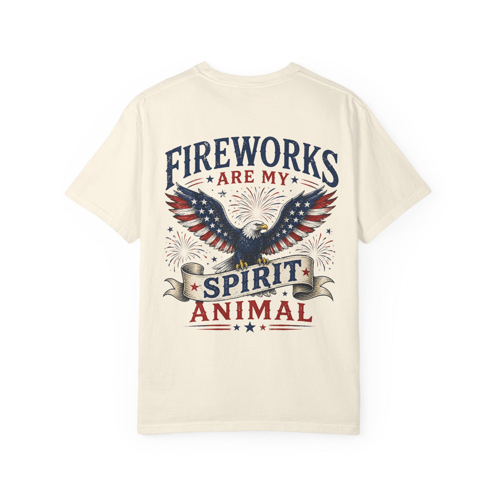 Fireworks Are My Spirit Animal T-Shirt — Patriotic Eagle 4th of July Tee