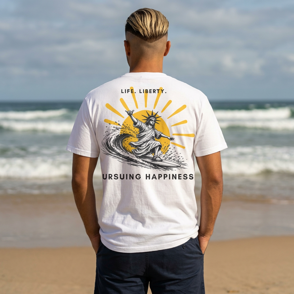 "Life, Liberty, Pursuing Happiness" Surf Graphic Tee - 250th Anniversary