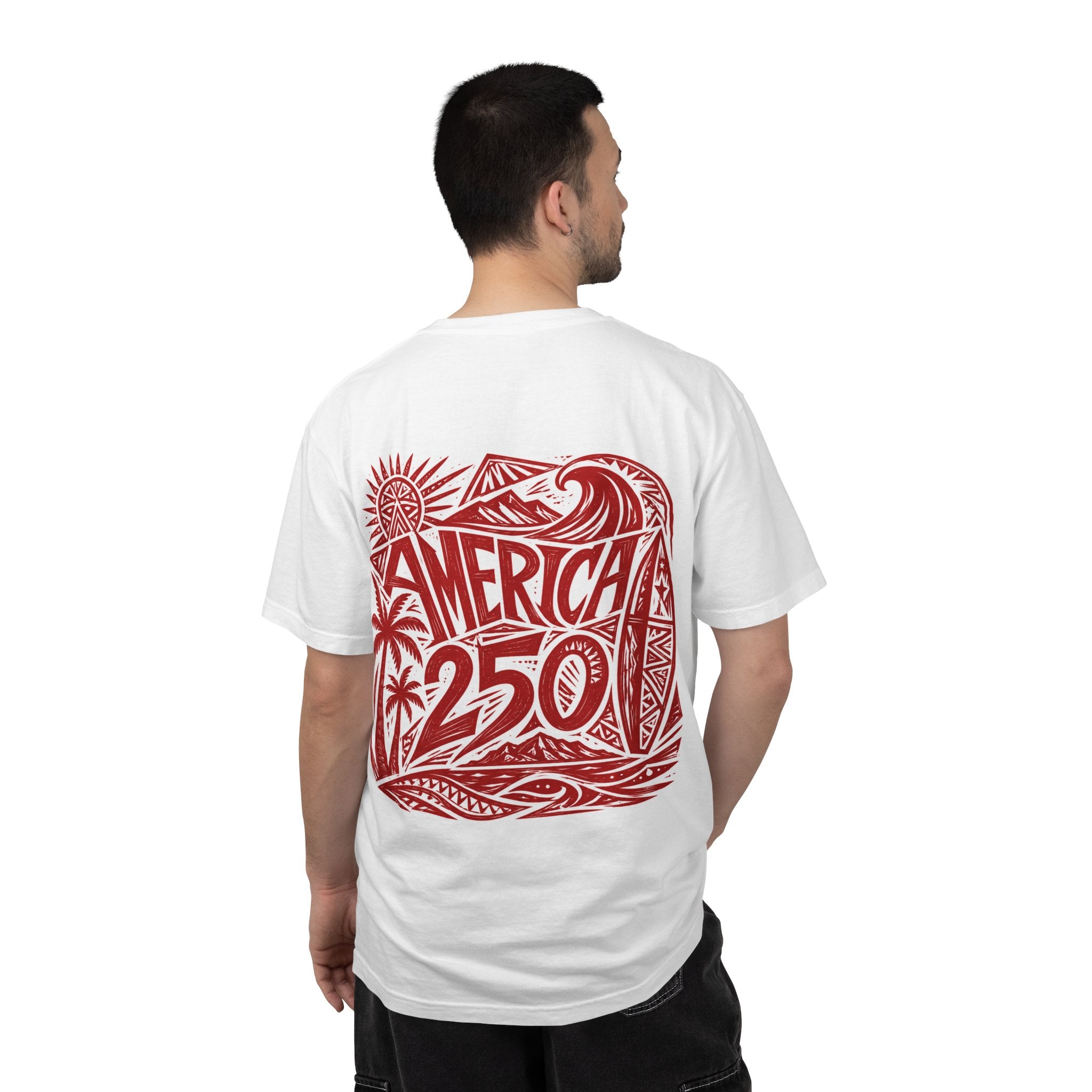 America 250 Surf Graphic T-Shirt — Patriotic Beach Tee Red
